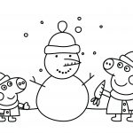 Peppa Pig Christmas Snowman Printable Colouring Page