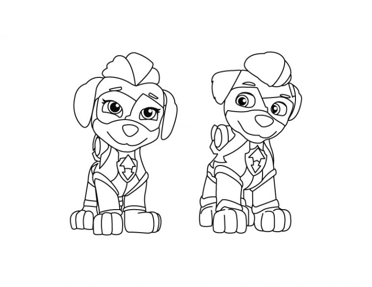 Mighty Twins Paw Patrol Coloring Page DRAKL