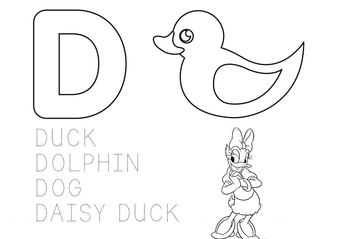 learn the alphabet coloring page letter d educational