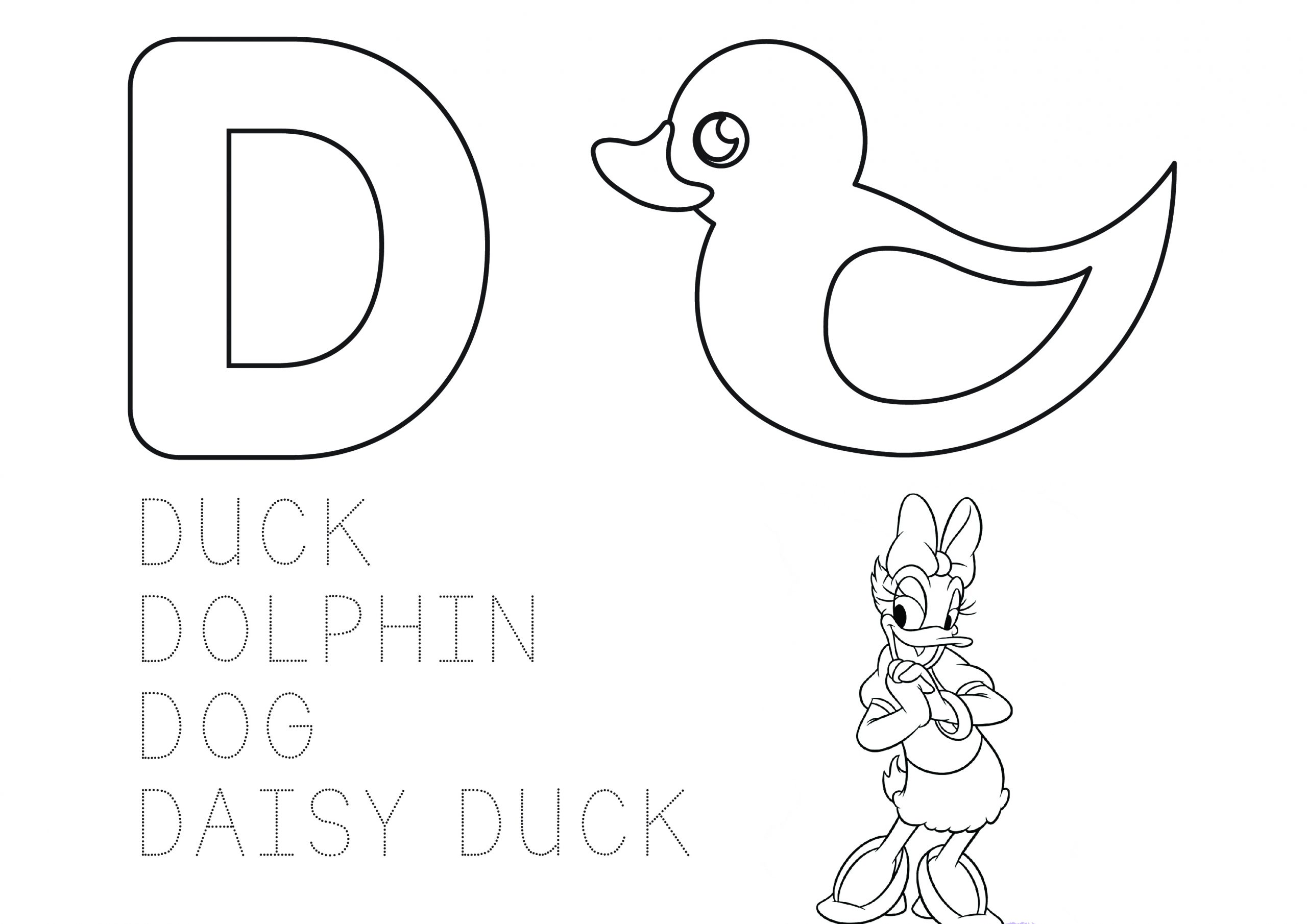 Learn the Alphabet Coloring Page - Letter D - Educational ...