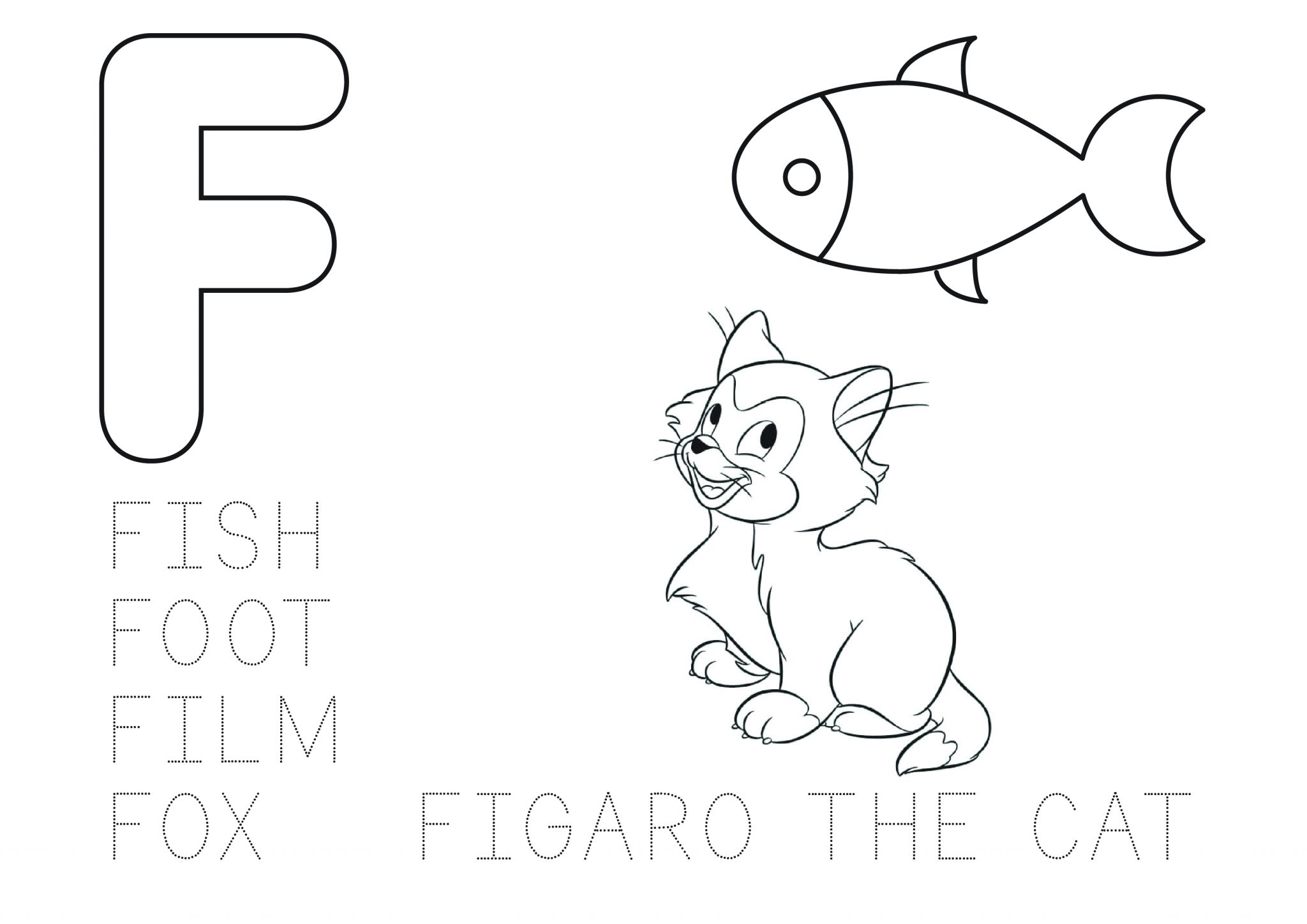 Learn the Alphabet Coloring Page Letter F Educational Printables