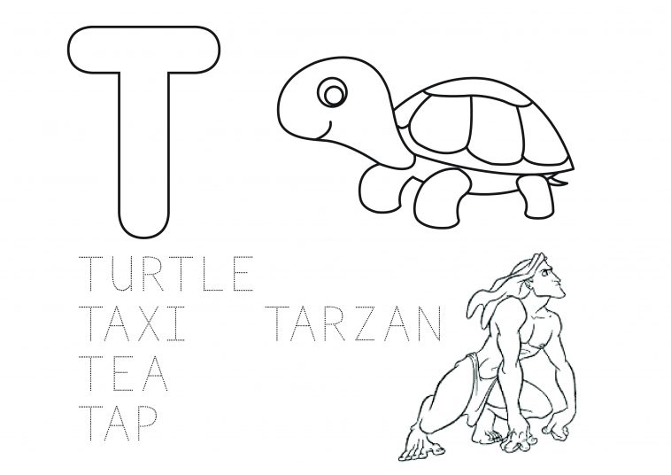 tarzan letter t alphabet coloring page