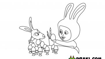 Masha and the Bear Easter Egg Coloring Page