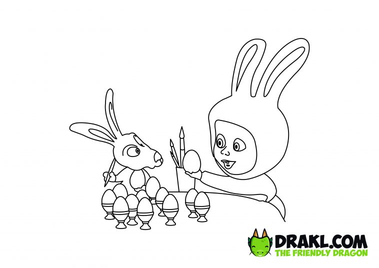 Masha and the Bear Easter Egg Coloring Page